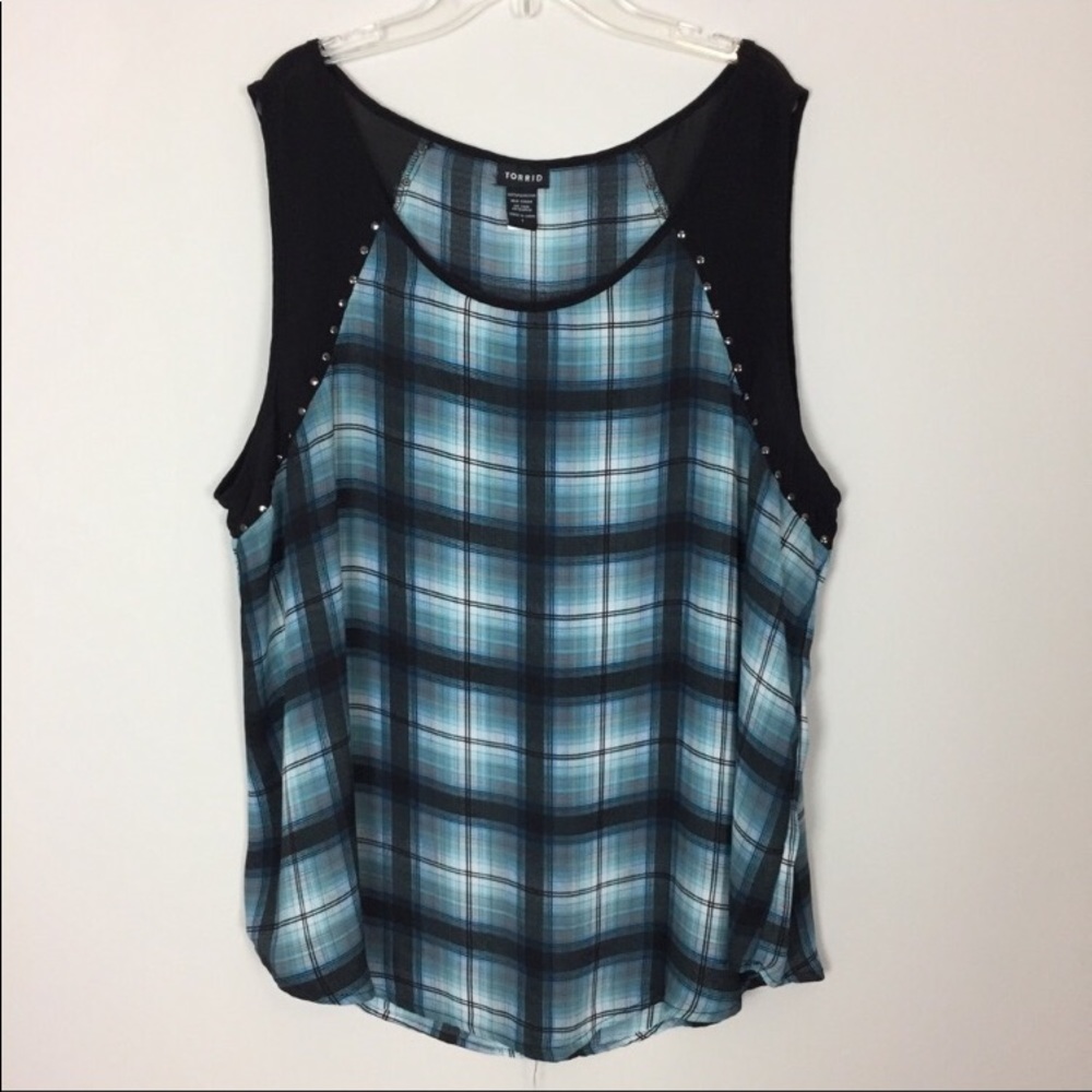 Torrid • Blue & Black Plaid Sleeveless Top